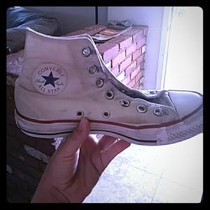 White Converse high tops